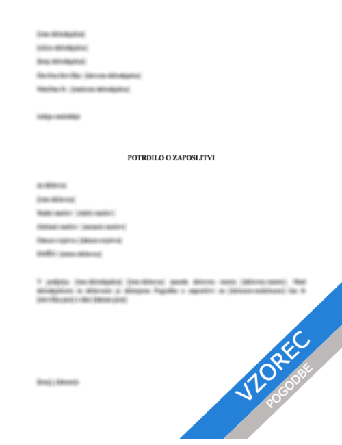 Potrdilo o zaposlitvi